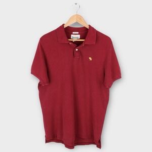 Abercrombie Mens Polo‎ Shirt XL Muscle Fit Maroon Red Short Sleeve Casual Top
